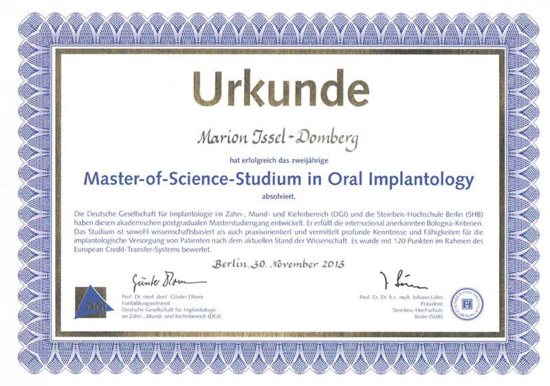 Urkunde Master of Science